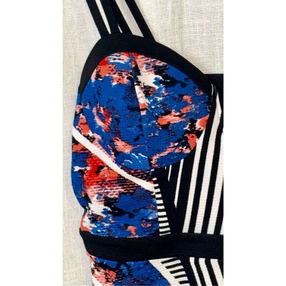 Material Girl Womens Babydoll Bustier Dress Size XL Blue Abstract Strappy Y2K - Picture 14 of 16